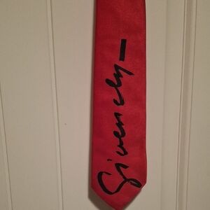 Givenchy Bold Red Tie with Black Script